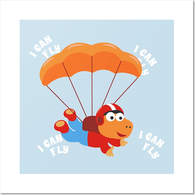 Vector illustration of a cute skydiver. Wall Art by KIDS APPAREL